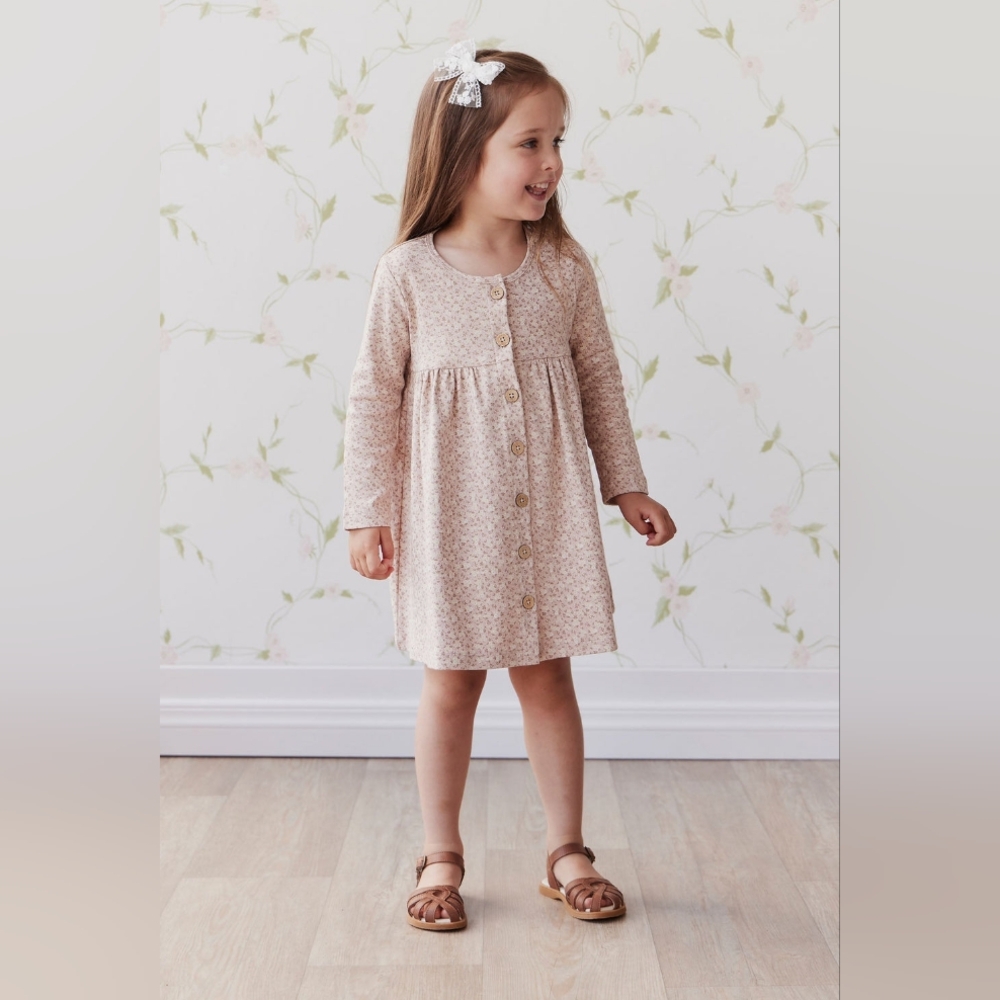 Jamie Kay Organic Cotton Poppy Dress - Rosalie Field Rose Dust - 2 YR